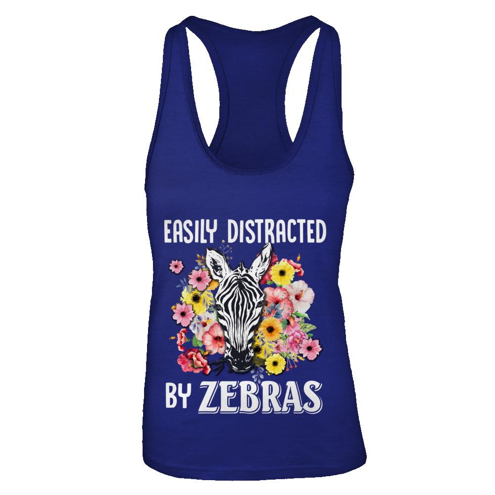 Easily Distracted By Zebras-T-Shirt & Tank Top-Women's Ideal Racerback Tank-Royal