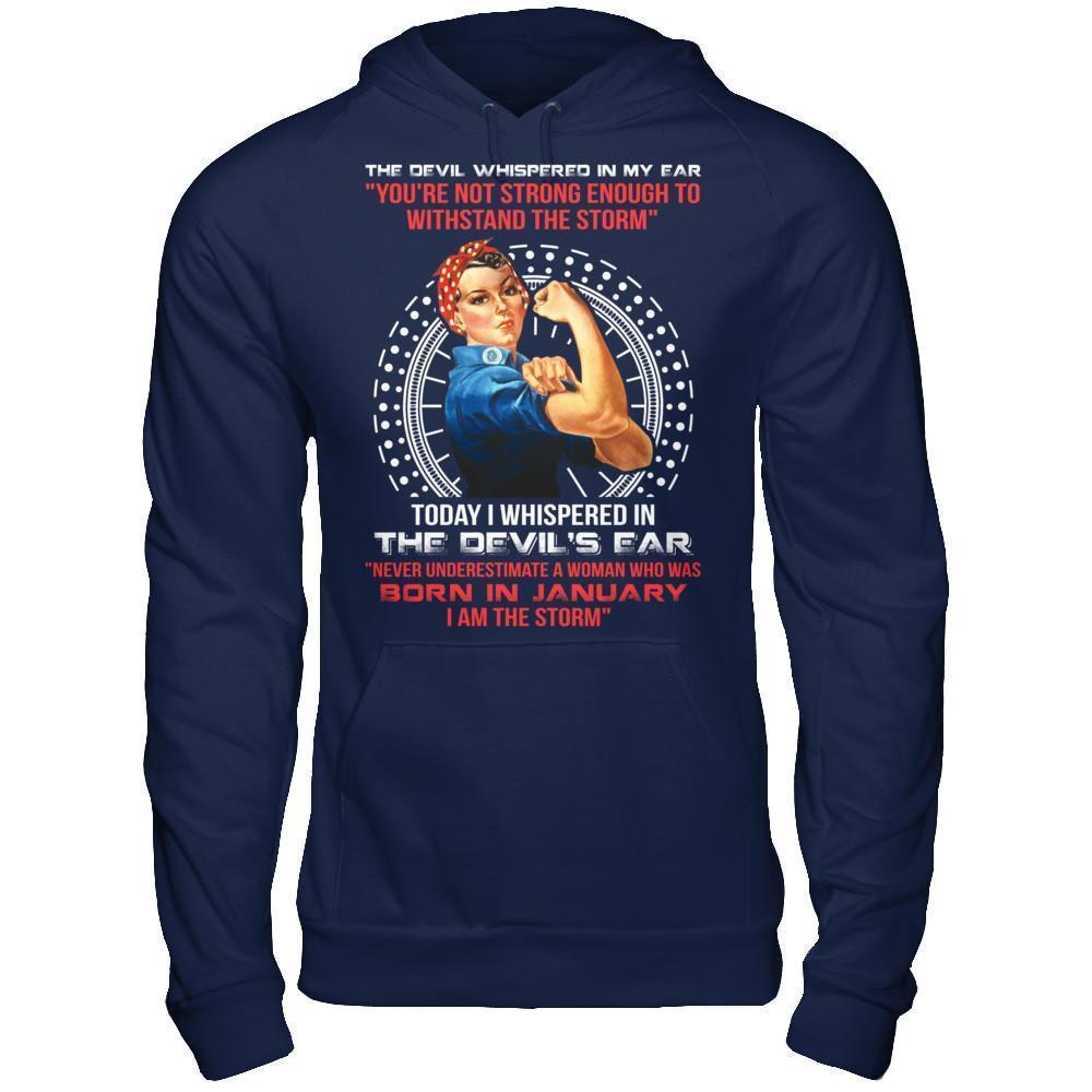 I Whispered Devil Ear Woman Who Was Born In January-T-Shirt & Hoodie-Pullover Hoodie-Navy