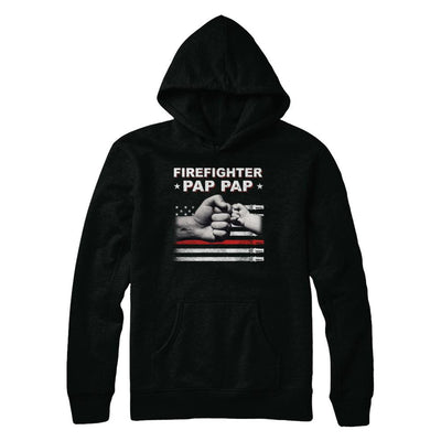 Firefighter Fireman Pap Pap American Flag Fathers Day-T-Shirt & Hoodie-Pullover Hoodie-Black
