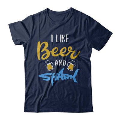 Funny Ocean I Like Beer And Sharks Gift-T-Shirt & Hoodie-Classic T-Shirt-Navy