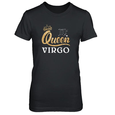 Queen Virgo Zodiac August September Birthday Gift-T-Shirt & Tank Top-Women's T-Shirt-Black