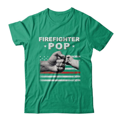 Firefighter Fireman Pop American Flag Fathers Day-T-Shirt & Hoodie-Classic T-Shirt-Kelly Green