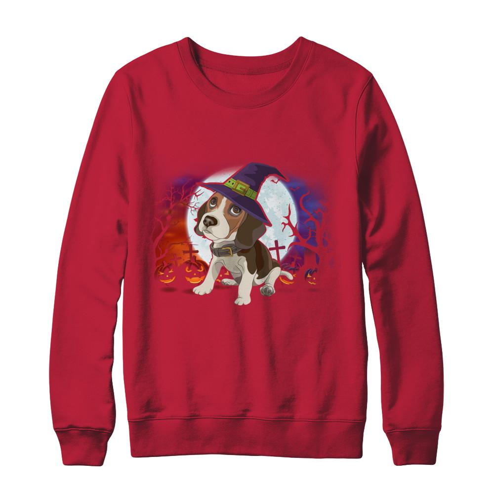 Cute Halloween Beagle Puppy Pumpkins-T-Shirt & Sweatshirt-Crewneck Sweatshirt-Red