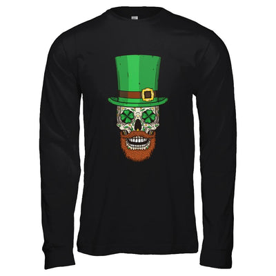Sugar Skull Leprechaun St Patricks Day-T-Shirt & Hoodie-Long Sleeve T-Shirt-Black