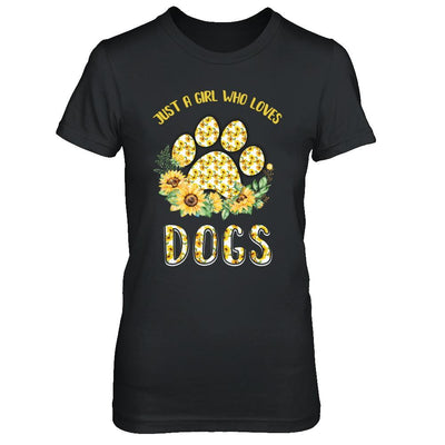Just A Girl Who Loves Dogs And Sunflowers-T-Shirt & Hoodie-Women's T-Shirt-Black