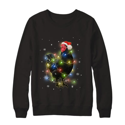 Funny Chickmas Lights Chicken Lights-T-Shirt & Sweatshirt-Crewneck Sweatshirt-Black
