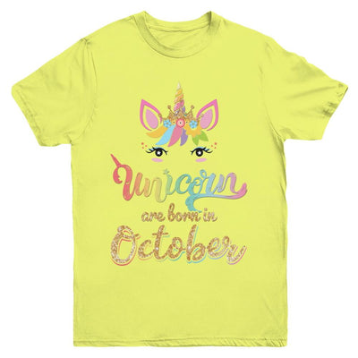 Cute Unicorns Are Born In October Birthday Gift Youth-Youth Shirt-Youth T-Shirt-Daisy
