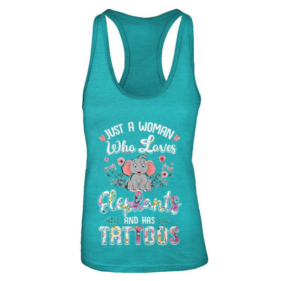 Just A Woman Who Loves Elephants And Has Tattoos-T-Shirt & Tank Top-Women's Ideal Racerback Tank-Tahiti Blue