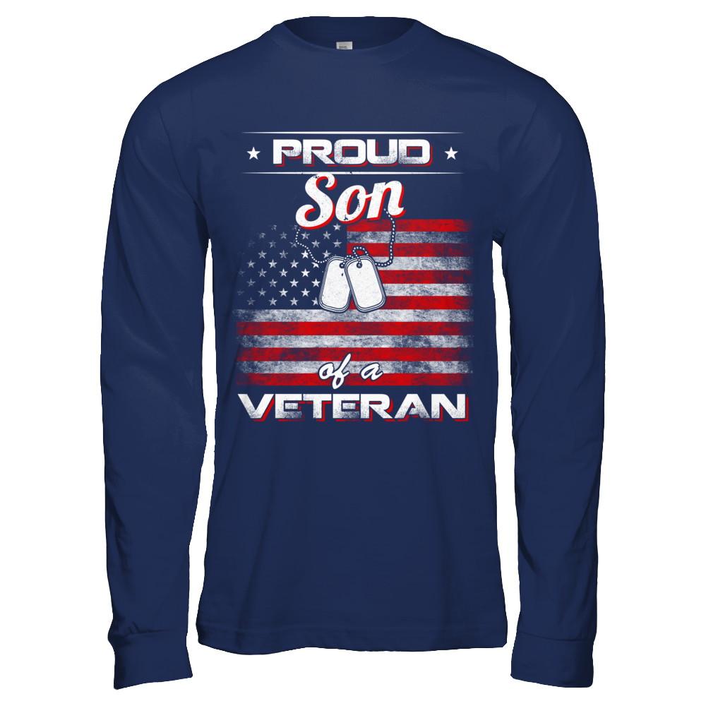 Proud Son Of A Veteran-T-Shirt & Hoodie-Long Sleeve T-Shirt-Navy