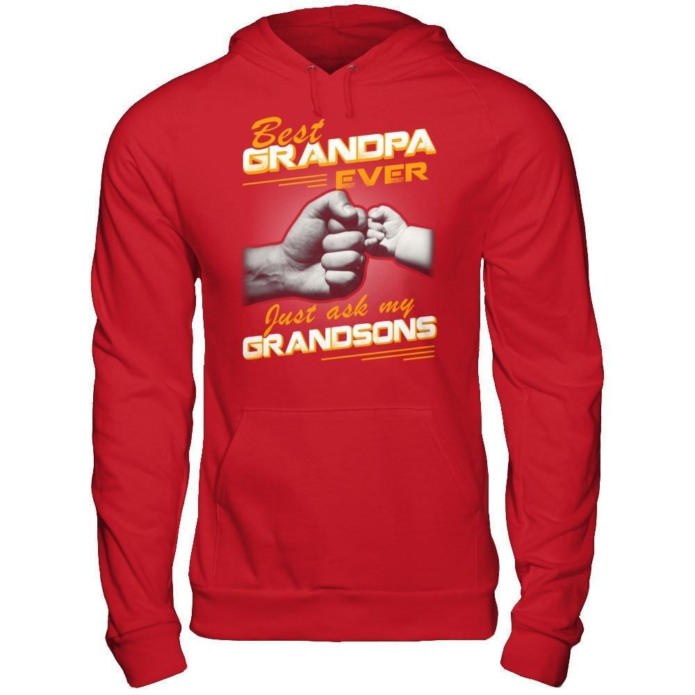 Best Grandpa Ever Just Ask My Grandsons-T-Shirt & Hoodie-Pullover Hoodie-Red