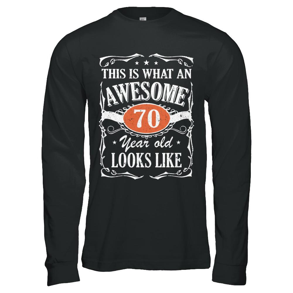 Vintage This Is What An Awesome 70 Year Old 1951 Birthday-T-Shirt & Hoodie-Long Sleeve T-Shirt-Black
