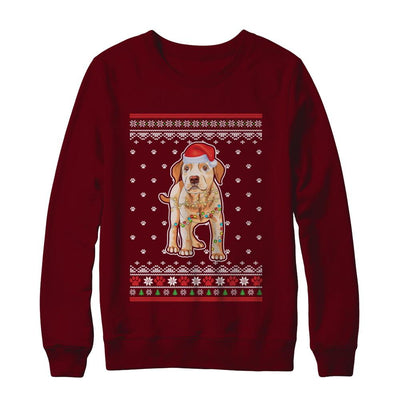 Labrador Christmas Ugly Sweater Lights Dog Xmas Gift-T-Shirt & Sweatshirt-Crewneck Sweatshirt-Maroon
