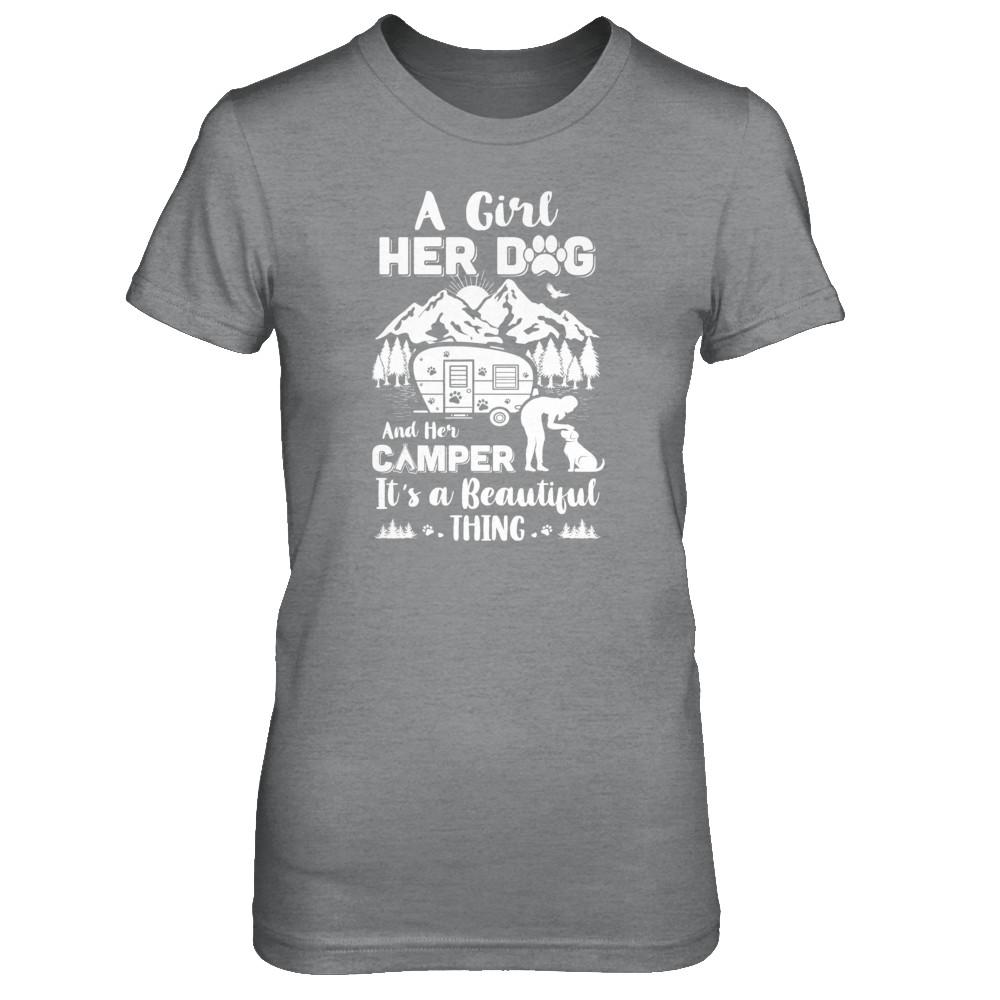 A Girl Her Dog And Her Camper It's A Beautiful Thing Camping-T-Shirt & Tank Top-Women's T-Shirt-Sport Grey