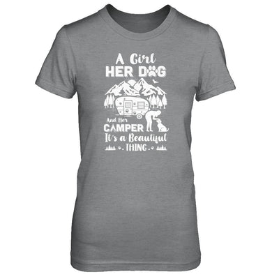 A Girl Her Dog And Her Camper It's A Beautiful Thing Camping-T-Shirt & Tank Top-Women's T-Shirt-Sport Grey