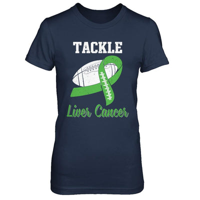 Football Survivor Tackle Green Liver Cancer Awareness-T-Shirt & Hoodie-Women's T-Shirt-Navy