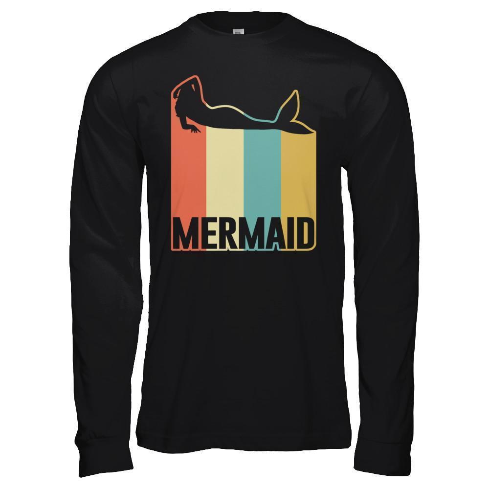 Classic Vintage Retro Style Mermaid-T-Shirt & Hoodie-Long Sleeve T-Shirt-Black