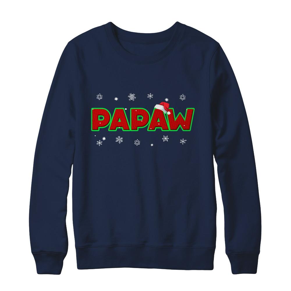 Papaw Christmas Santa Ugly Sweater Gift-T-Shirt & Sweatshirt-Crewneck Sweatshirt-Navy