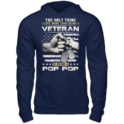 I Love More Than Being A Veteran Is Being A Pop Pop-T-Shirt & Hoodie-Pullover Hoodie-Navy