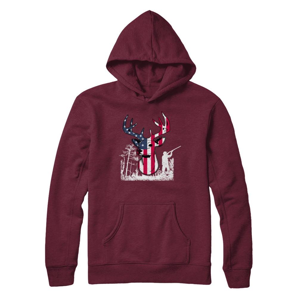 American Flag Hunting Dear Vintage 4Th July Gifts-T-Shirt & Hoodie-Pullover Hoodie-Maroon