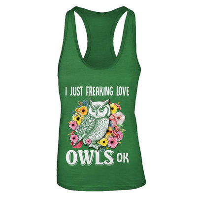 I Just Freaking Love Owls-T-Shirt & Tank Top-Women's Ideal Racerback Tank-Kelly Green