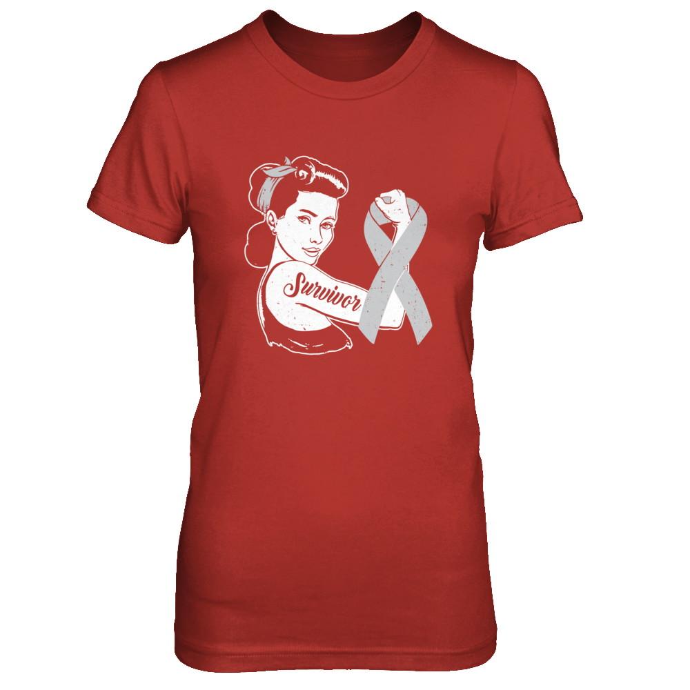 We Can Cure It Grey Brain Cancer Awareness Survivor-T-Shirt & Hoodie-Women's T-Shirt-Red