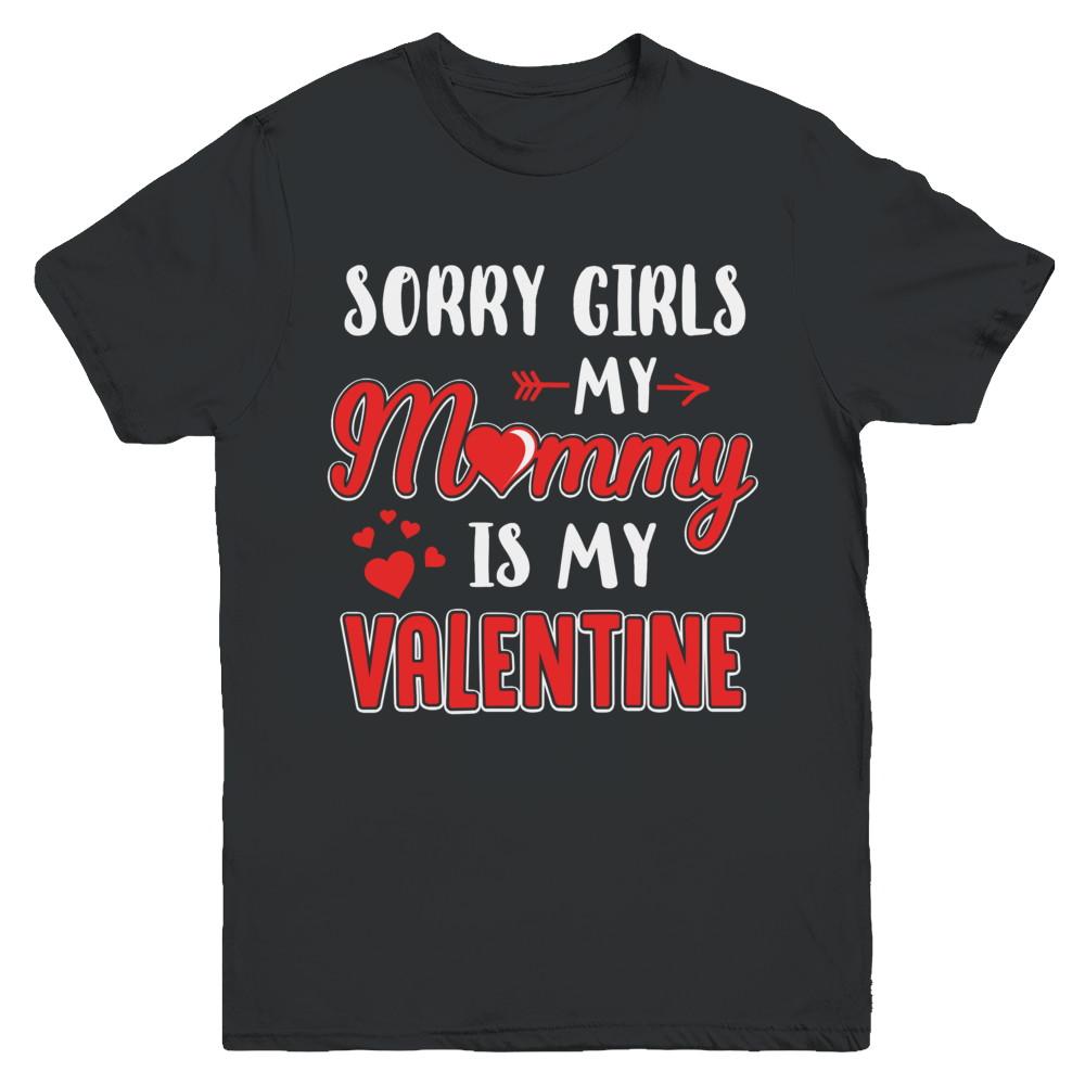 Funny Valentines Day Toddler Boy Mommy Is My Valentine Youth-Youth Shirt-Youth T-Shirt-Black