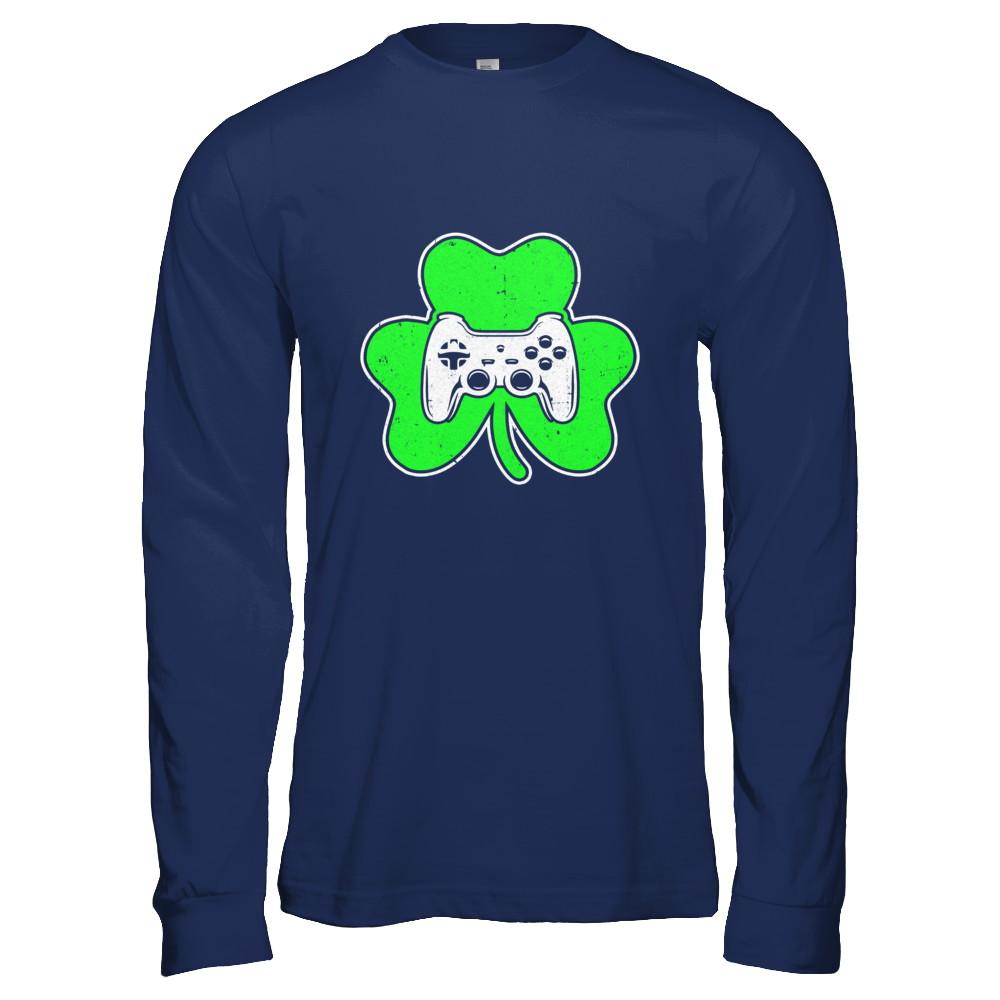 Saint Patrick's Day Game Gamer-T-Shirt & Hoodie-Long Sleeve T-Shirt-Navy