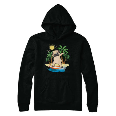 Summer Vacation Dabbing Pug Surfing Surfboard Gift-T-Shirt & Hoodie-Pullover Hoodie-Black
