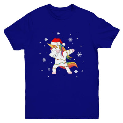 Dabbing Unicorn Ugly Christmas Sweater Girls Youth-Youth Shirt-Youth T-Shirt-Navy