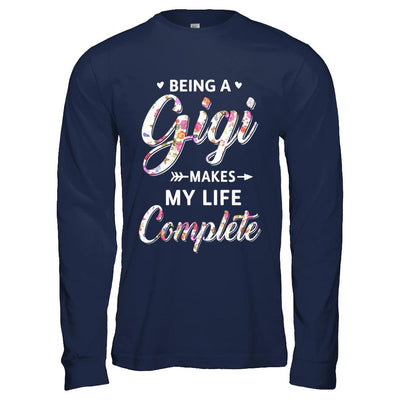 Being A Gigi Makes My Life Complete Mothers Day-T-Shirt & Hoodie-Long Sleeve T-Shirt-Navy
