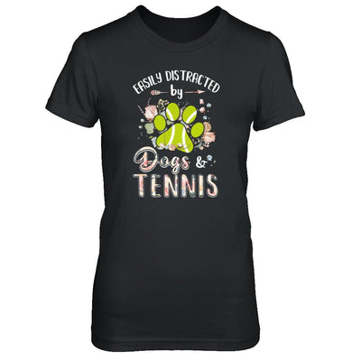 Easily Distracted By Dogs And Tennis-T-Shirt & Tank Top-Women's T-Shirt-Black