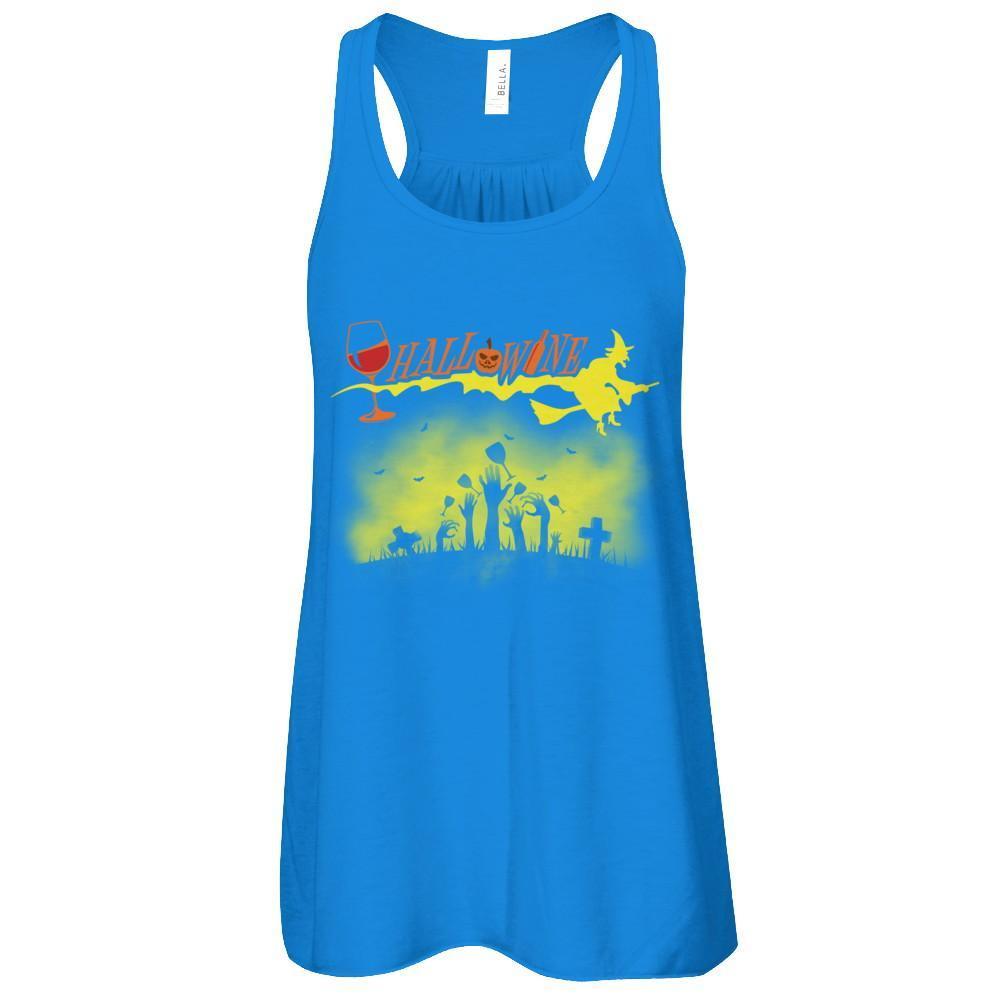 Happy Hallowine Funny Halloween Wine Drinkers 2017-T-Shirt & Tank Top-Women's Flowy Racerback Tank-True Royal