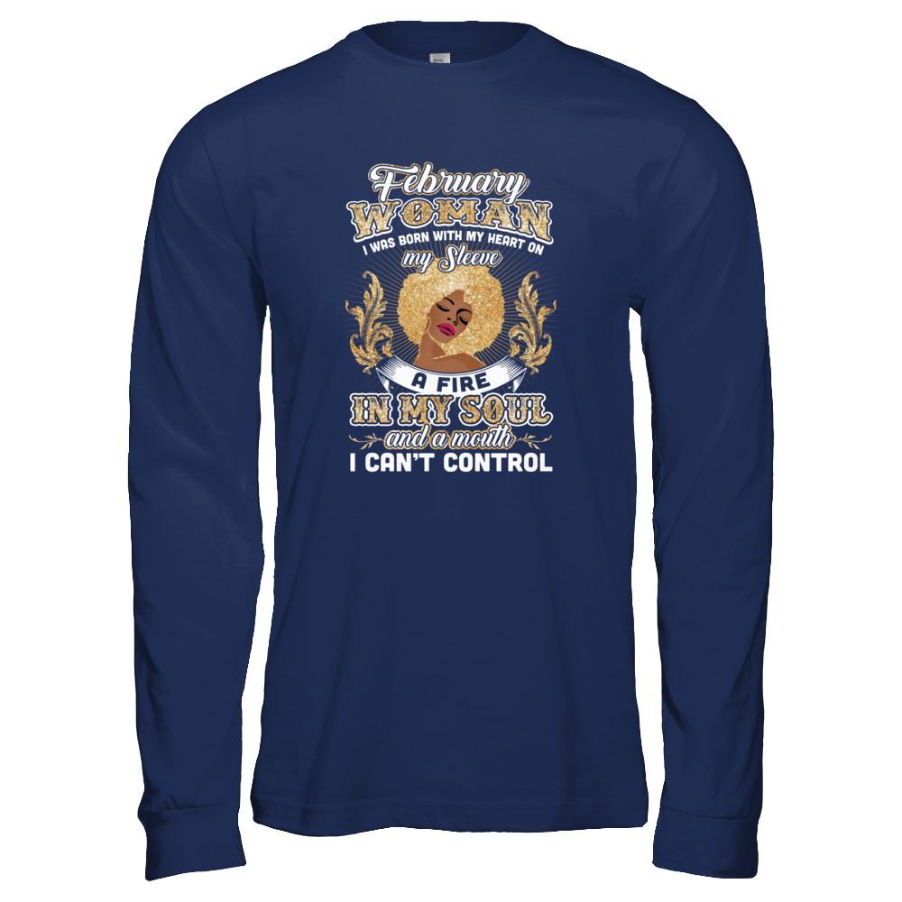 I'm A February Woman Funny Birthday-T-Shirt & Tank Top-Long Sleeve T-Shirt-Navy