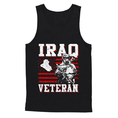 Iraq Veteran America Flag Distressed Vintage-T-Shirt & Hoodie-Unisex Tank-Black