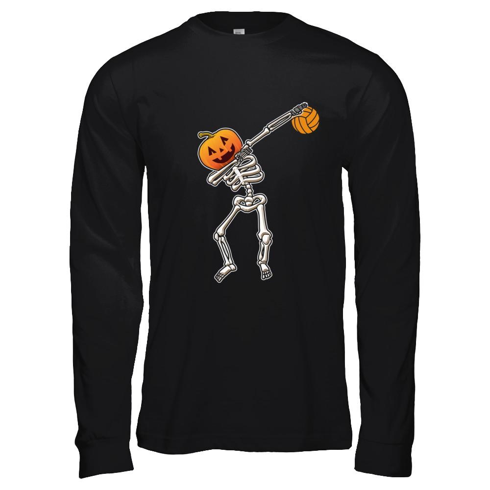 Halloween Dabbing Skeleton Volleyball-T-Shirt & Hoodie-Long Sleeve T-Shirt-Black
