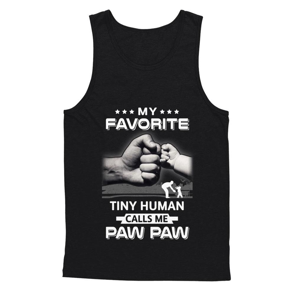 My Favorite Tiny Human Calls Me Paw Paw-T-Shirt & Hoodie-Unisex Tank-Black