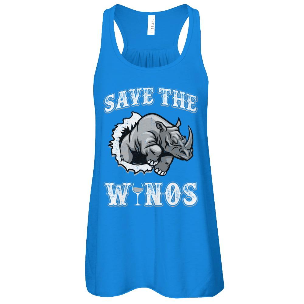 Save The Winos Wine Rhino-T-Shirt & Tank Top-Women's Flowy Racerback Tank-True Royal