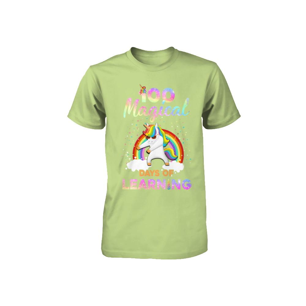 100 Magical Days of Learning Flossing Unicorn Youth-Youth Shirt-Toddler T-Shirt-Key Lime