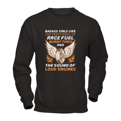 Badass Girls Like The Sweet Smell Of Race Fuel-T-Shirt & Tank Top-Crewneck Sweatshirt-Black