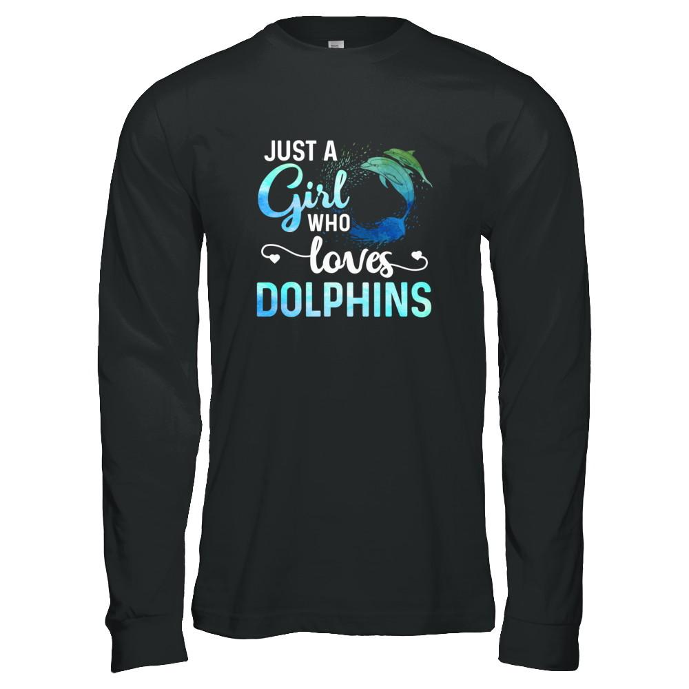 Just A Girl Who Loves Dolphins-T-Shirt & Tank Top-Long Sleeve T-Shirt-Black