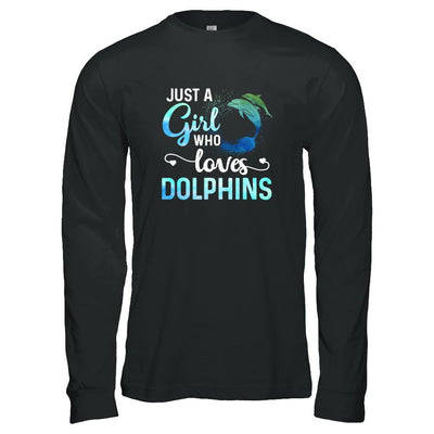 Just A Girl Who Loves Dolphins-T-Shirt & Tank Top-Long Sleeve T-Shirt-Black