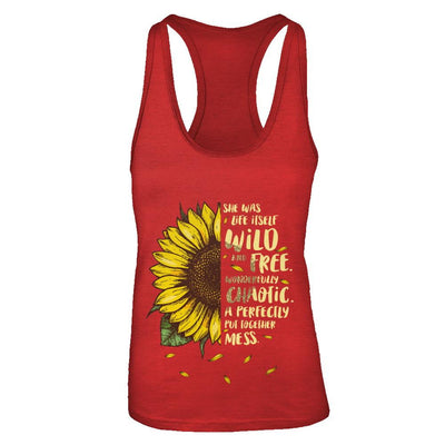 She Was Life Itself Wild And Free Vintage Sunflower-T-Shirt & Tank Top-Women's Ideal Racerback Tank-Red
