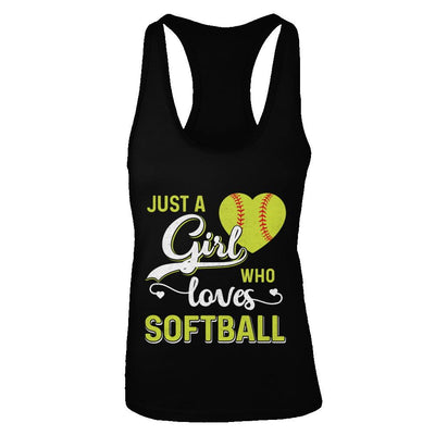 Just A Girl Who Loves Softball-T-Shirt & Tank Top-Women's Ideal Racerback Tank-Black