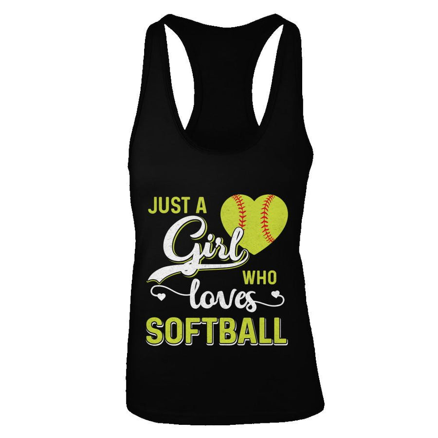Just A Girl Who Loves Softball-T-Shirt & Tank Top-Women's Ideal Racerback Tank-Black
