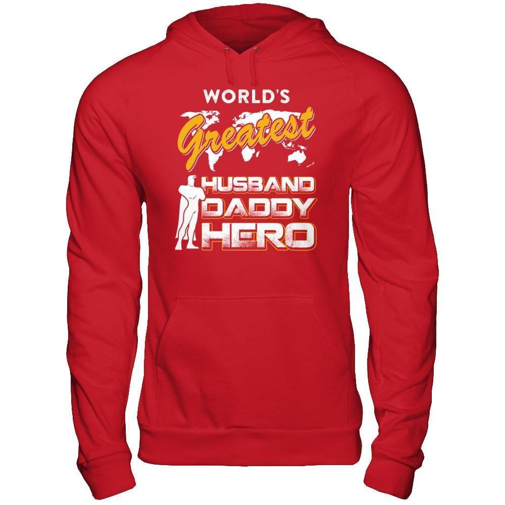 World's Greatest Husband Daddy Hero-T-Shirt & Hoodie-Pullover Hoodie-Red
