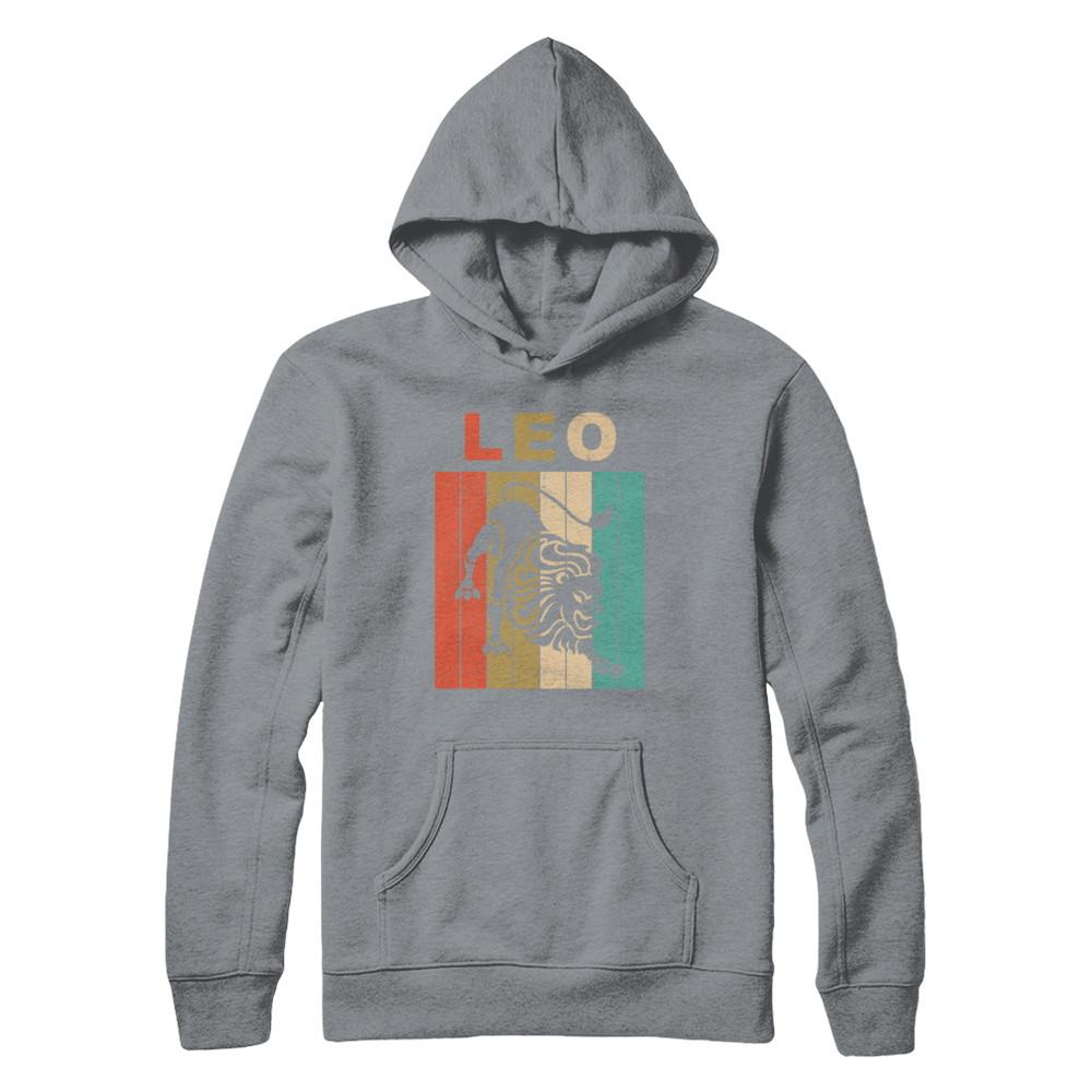 Vintage Leo Zodiac July August Birthday Gift-T-Shirt & Hoodie-Pullover Hoodie-Light Steel