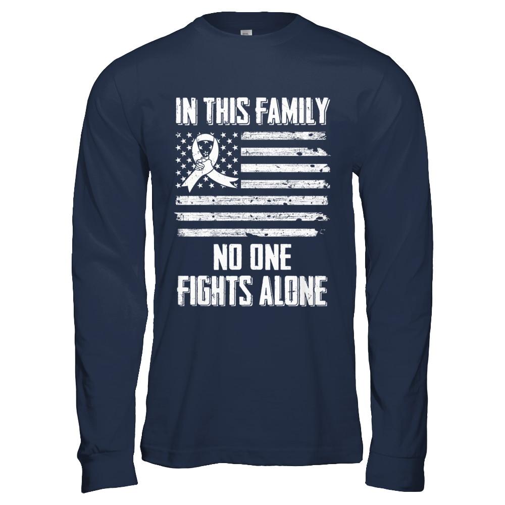 In This Family No One Fights Alone Lung Cancer-T-Shirt & Hoodie-Long Sleeve T-Shirt-Navy