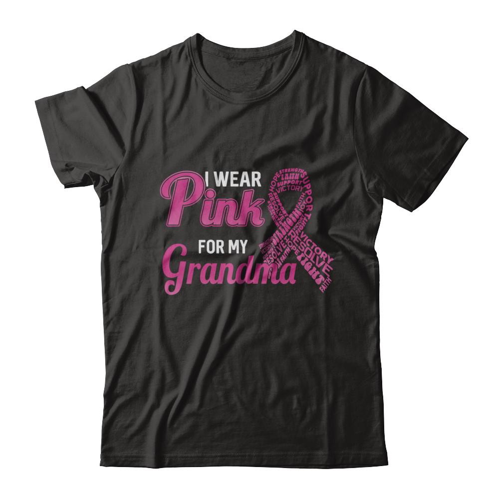 I Wear Pink For My Grandma Breast Cancer Awareness-T-Shirt & Hoodie-Premium T-Shirt-Black