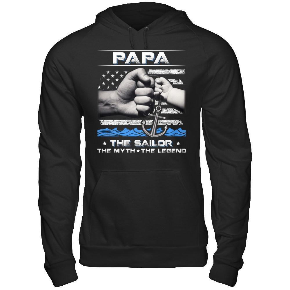 Veteran Papa The Sailor The Myth The Legend-T-Shirt & Hoodie-Pullover Hoodie-Black