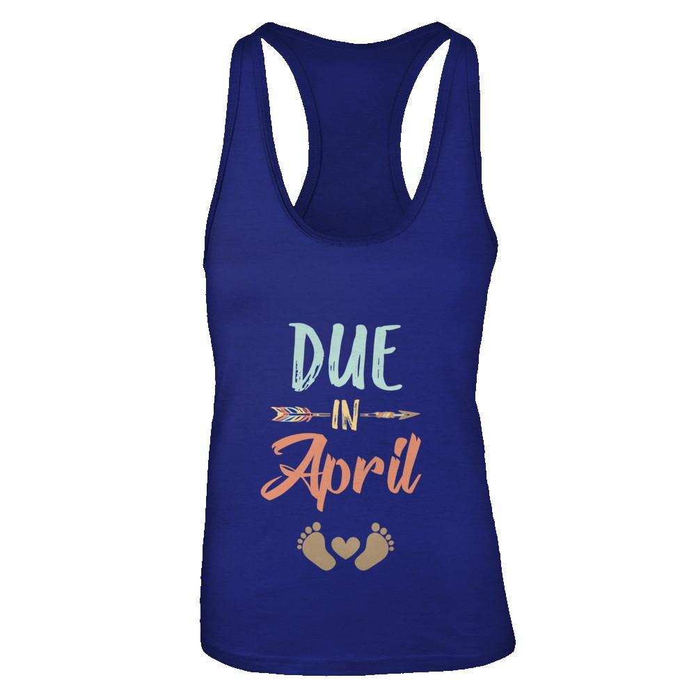 Due Date April 2021 Announcement Mommy Bump Pregnancy-T-Shirt & Tank Top-Women's Ideal Racerback Tank-Royal
